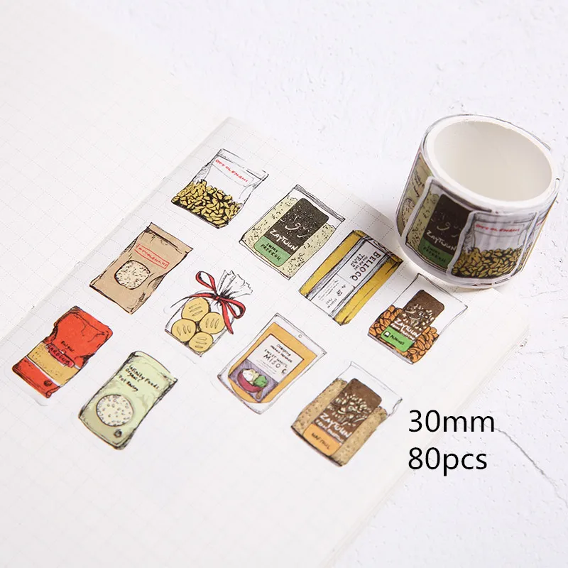 80 шт/объем Ретро упакованная пищевая лента для декорации Washi DIY планировщик