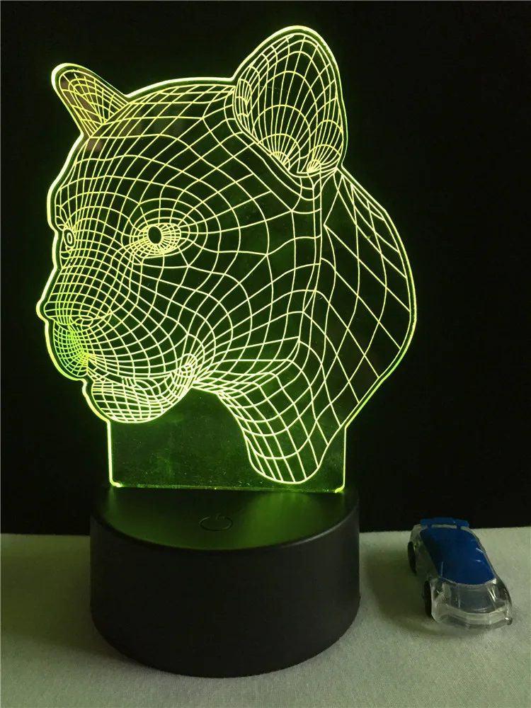 

GAOPIN Leopard Head 3D Lamp lighting LED USB Illusion Mood Night Light Multicolor Touch or Remote Luminaria Change Desk Table