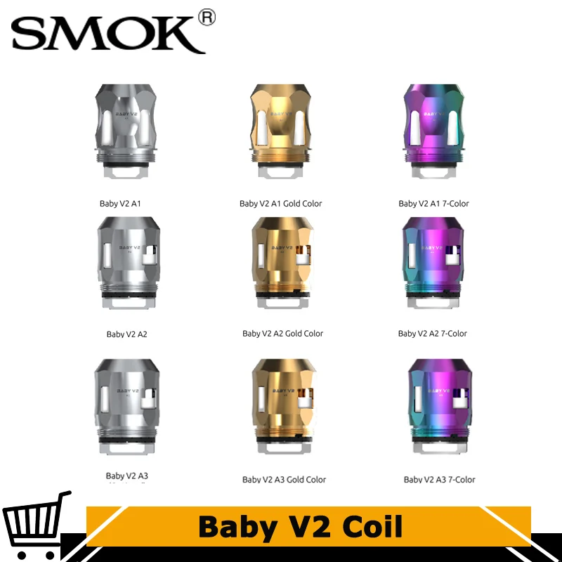 3 шт./лот Original SMOK TFV8 Детские V2 A1 0.17ohm A2 0.2ohm A3 0.15ohm сменный картридж испаритель для V 2
