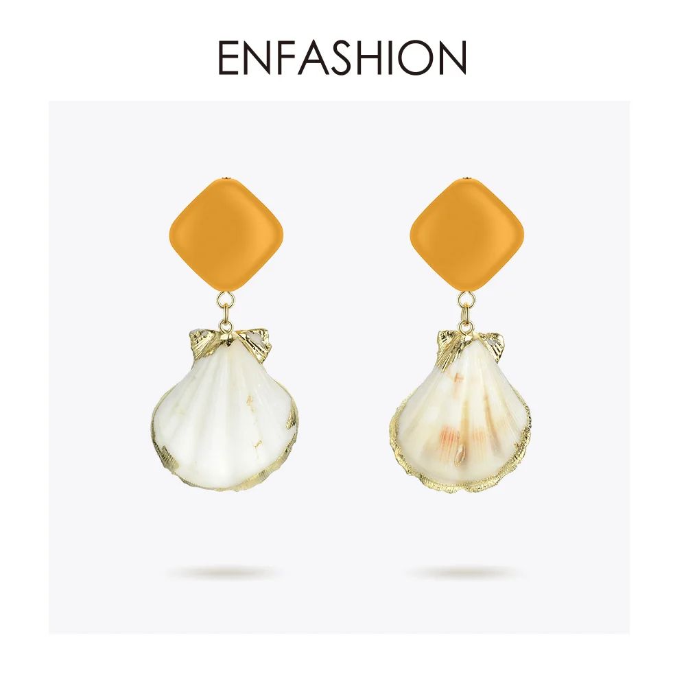 ENFASHION Винтажные висячие серьги в виде раковины для женщин, длинные висячие серьги в стиле бохо из натуральной раковины, модные ювелирные изделия в богемном стиле, Kolczyki EM1051
