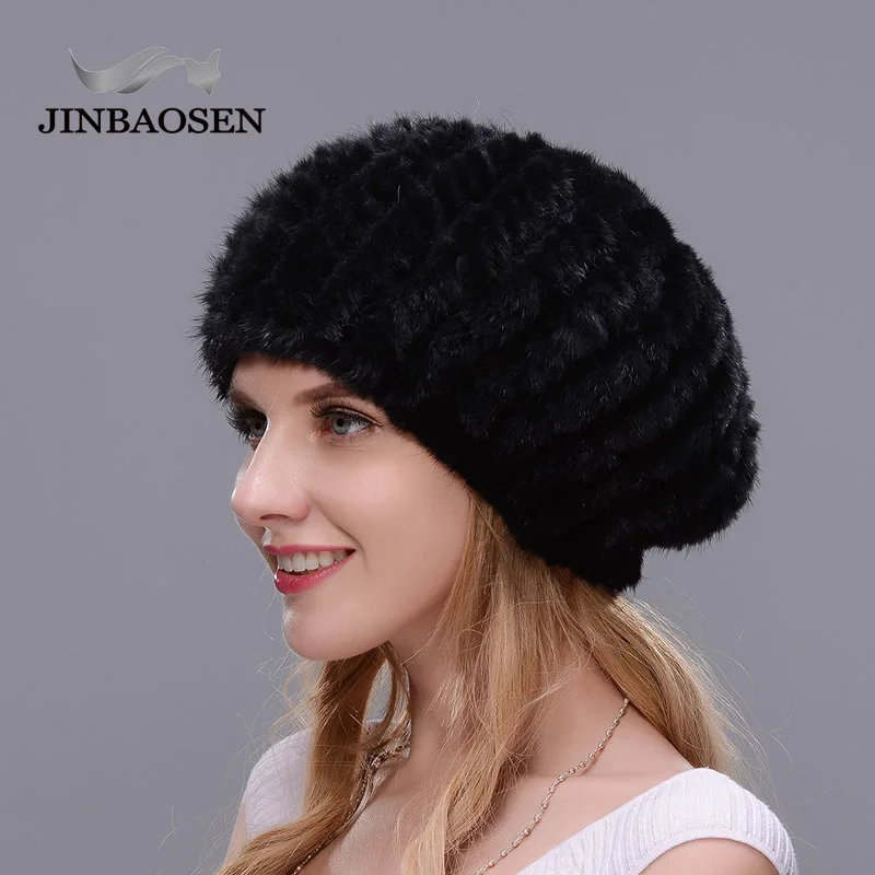 Зимняя лыжная шапка JINBAOSEN для путешествий из меха норки вязаная внутренняя