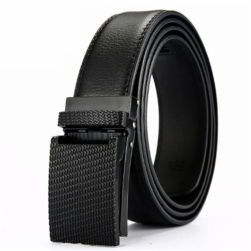 Black with Gift Box 120 P 3,5 см Ширина Для мужчин из натуральной кожи ремень пояс, реальный полный два-слой коровьей автоматическая пряжки ремня, с ремешком и пряжкой, подарочная коробка - Цвет: Black with Gift Box