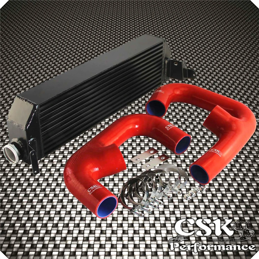 FMIC Серебряный алюминиевый двойной интеркулер с набором шлангов подходит для