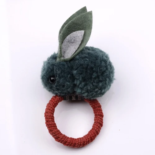 rubber band Green 1 шт Новые дети милый кролик повязки на голову заколки для волос с фигурками животных плюшевый кролик с ушами заколки для волос девушки аксессуары для волос - Цвет: rubber band Green