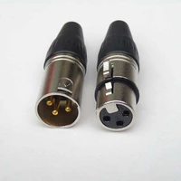 wholesale 60 pcslot 3 pole femalemale cannon xlr connector plug for microphone cannon connector with 3 pin gold plated