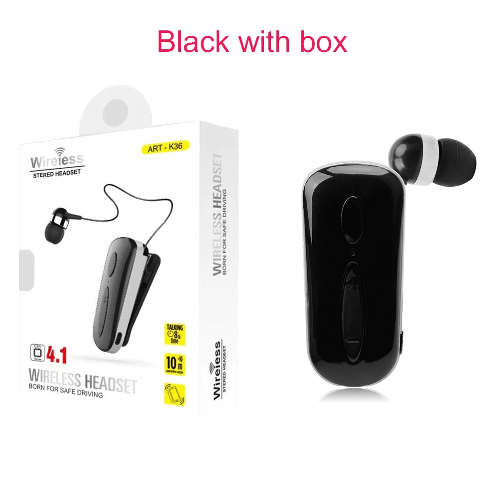 Karabale K36 Беспроводная Bluetooth V4.1 гарнитура CSR DSP Вибрационный оповещение износ клип наушник Hands-Free - Цвет: Black with box