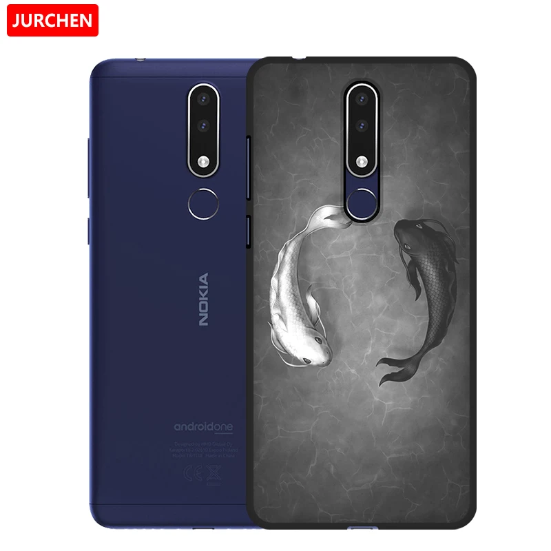 Мягкий силиконовый чехол JURCHEN для Nokia 3 1 Plus черный с 3D рисунком Plus|Бамперы| |