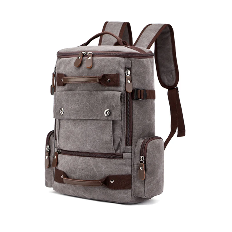 Gray Мужской холщовый рюкзак мужской вместительный рюкзак 15.6'' 17-дюймовый ноутбук сумки Открытый путешествия Back Pack-подростков багаж для путешествий альпинизмом - Цвет: Gray