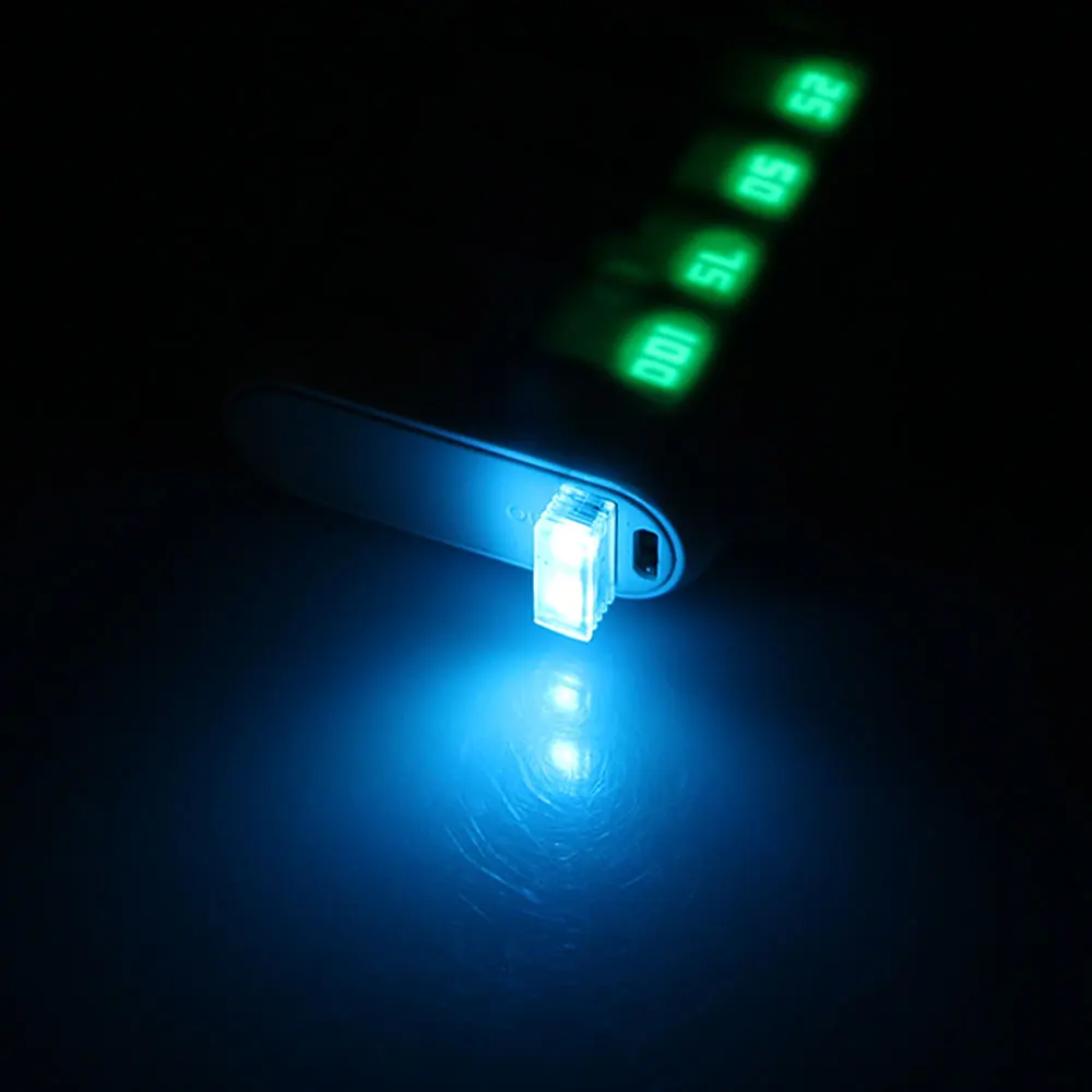 10 шт. автомобильный атмосферный светильник s Mini USB СВЕТОДИОДНЫЙ светильник для салона автомобиля красочный неоновый окружающий светильник красный/синий/белый/зеленый/кристально-синий/оранжевый