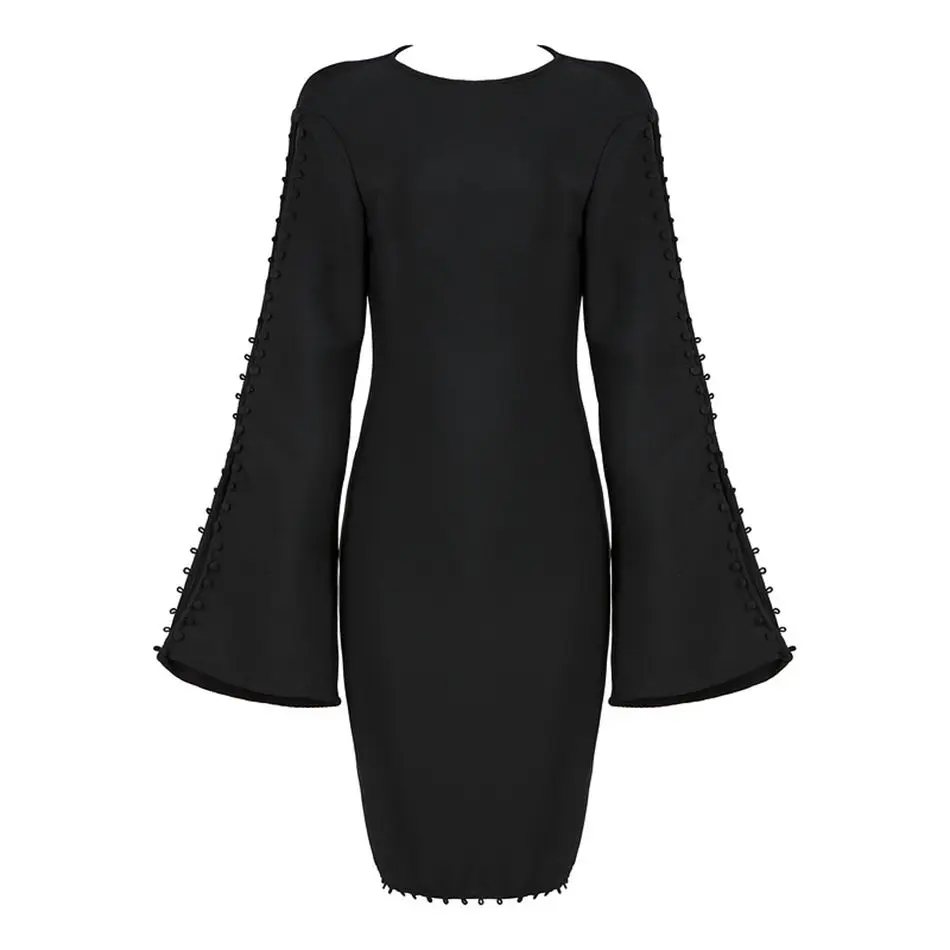 2018 Осень Полный Chic Flare облегающее Бандажное платье знаменитости Для женщин с