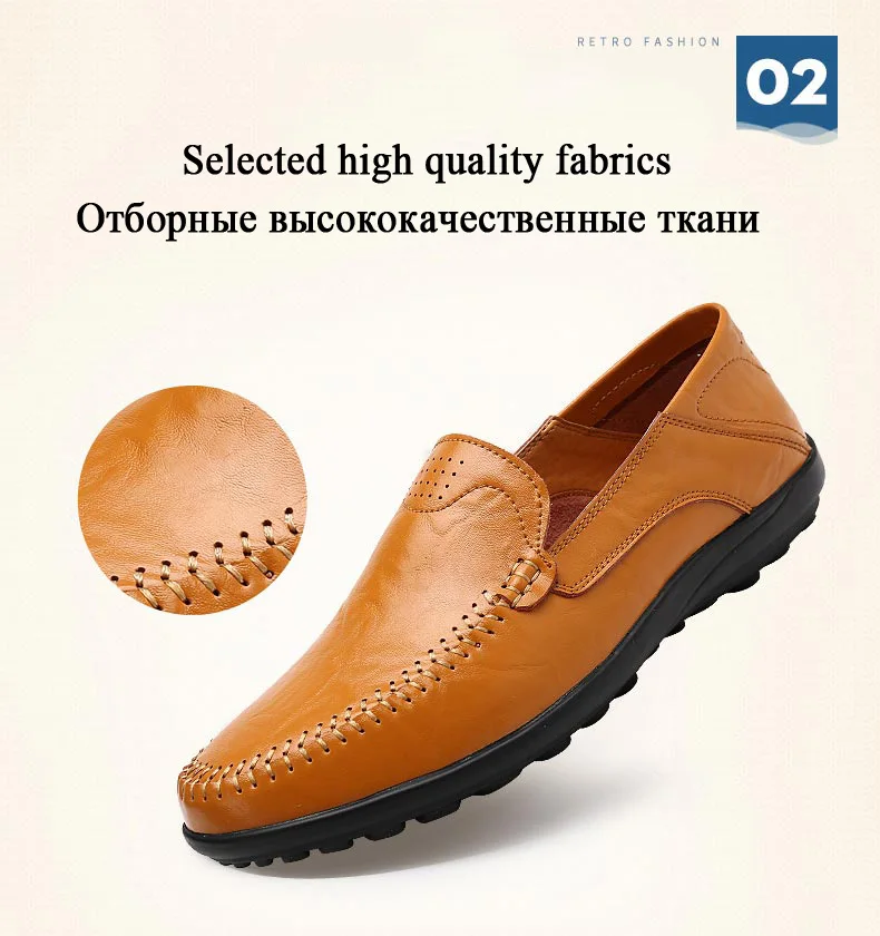 Мужская повседневная обувь; мужские лоферы из высококачественной кожи; Модные дышащие мокасины ручной работы на плоской подошве; слипоны; Размеры 37-47