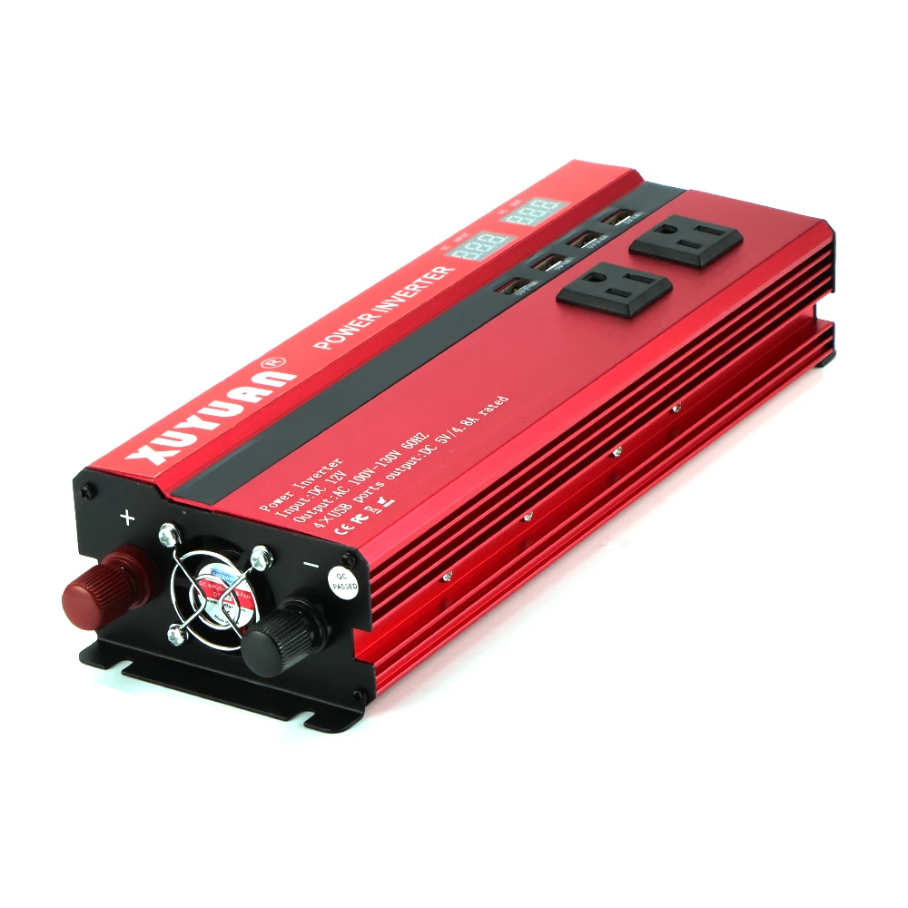 

4000W/5000W Solar Car Power Inverter LED DC12/24V to AC110/220V Sine Wave Converter 4 USB Interfaces