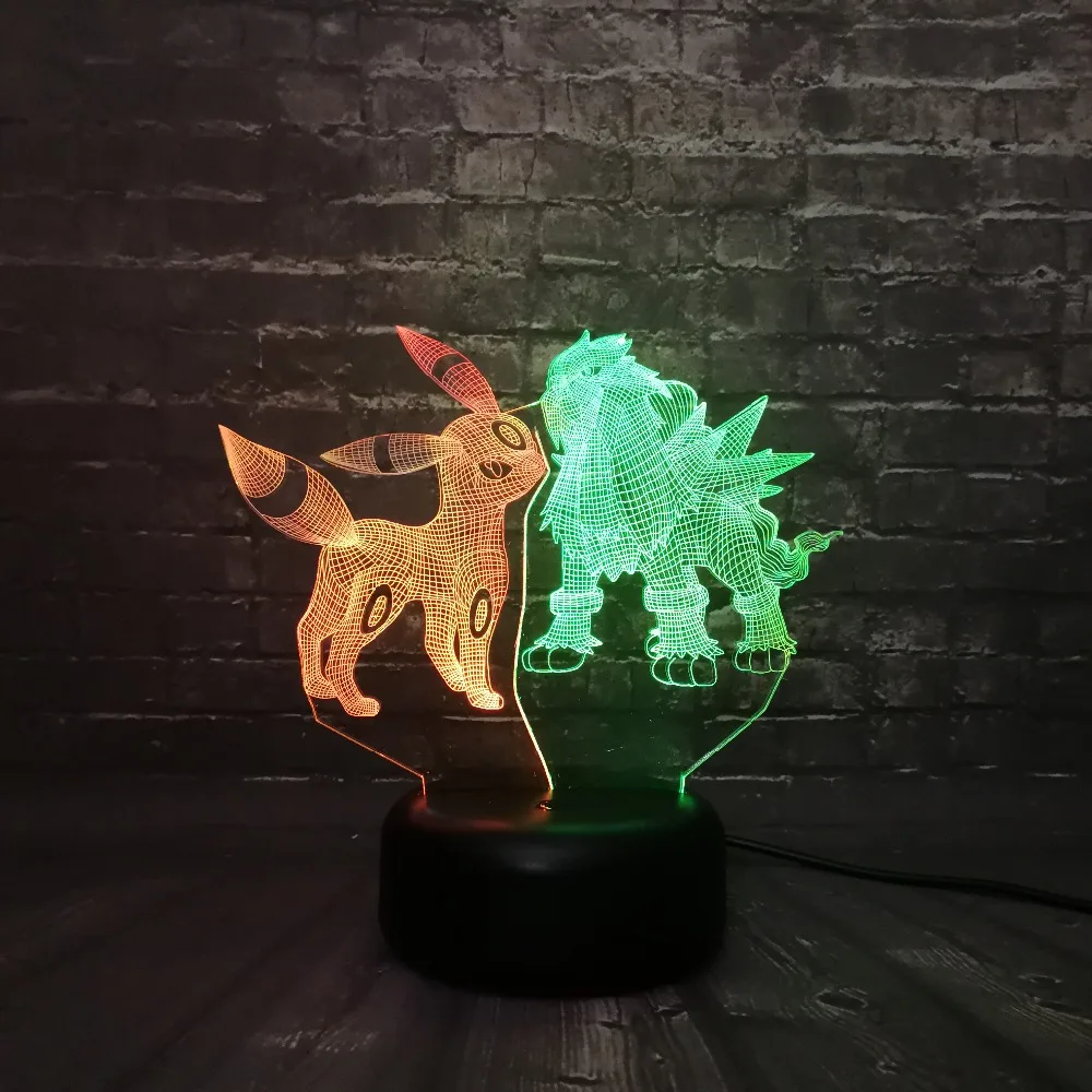 Новинка шар с покемоном игра ночник 3D светодиодный микс двойной цвет лампа для детей ребенок сон свет мальчик подарок мультфильм ребенок База свет