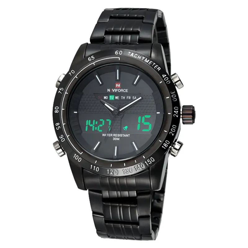 Часы NAVIFORCE мужские спортивные водонепроницаемые из нержавеющей стали аналоговые