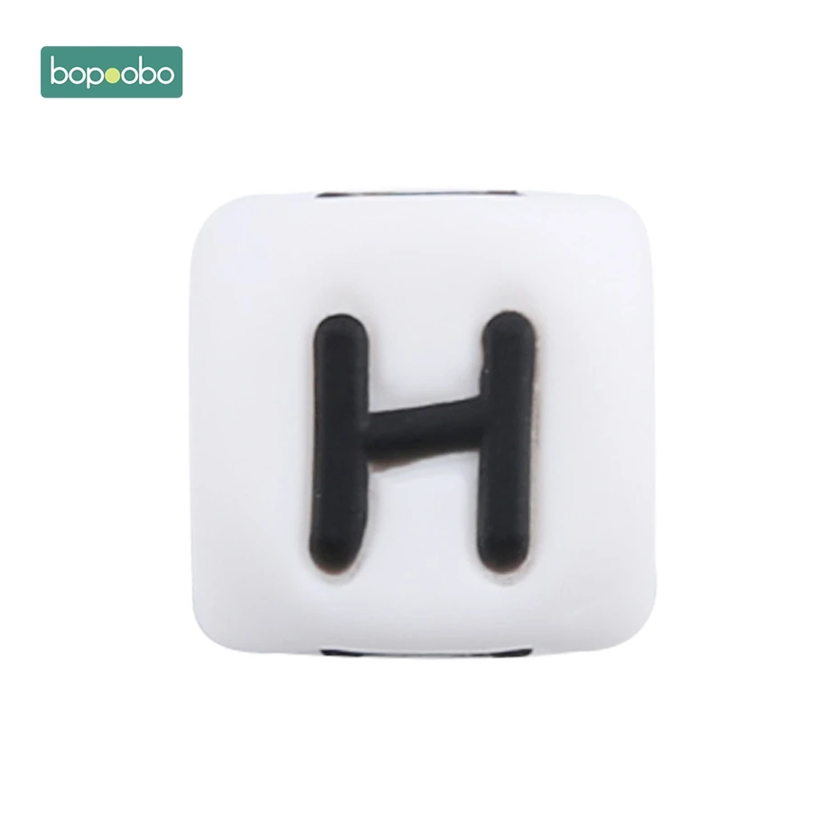 Letter H Bopobo 10 шт., силиконовые бусины-прорезыватели для грызунов для малышей, силиконовые бусины-прорезыватели с жемчугом, 10 мм, Детские Силиконовые Бусины-прорезыватели - Цвет: Letter H