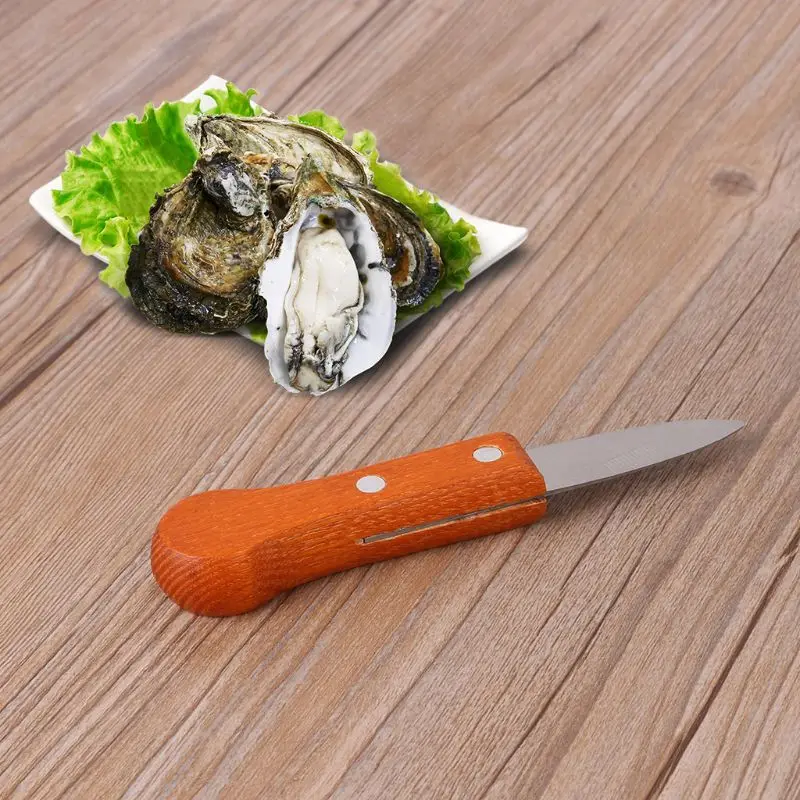 Универсальный нож с деревянной ручкой для устриц с острыми краями Shucker Shell Инструмент для открывания морепродуктов May06