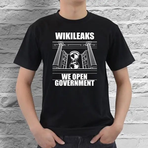 Мужская футболка с круглым вырезом Wikileaks World черная хлопок S M L XL XXL XXXL Размер
