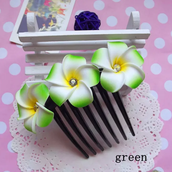 green HappyKiss/, расческа для волос в цветочек на свадьбу, заколка для волос - Цвет: green