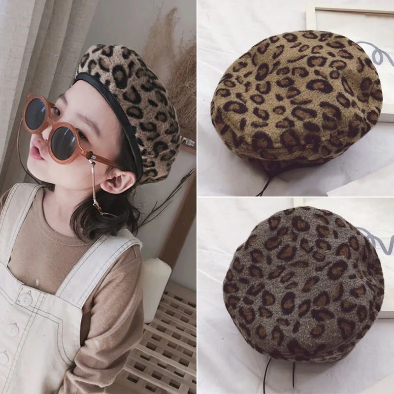 Children's beret female England sun hat fashion 2018 autumn and winter leopard boys girls painter | Детская одежда и обувь
