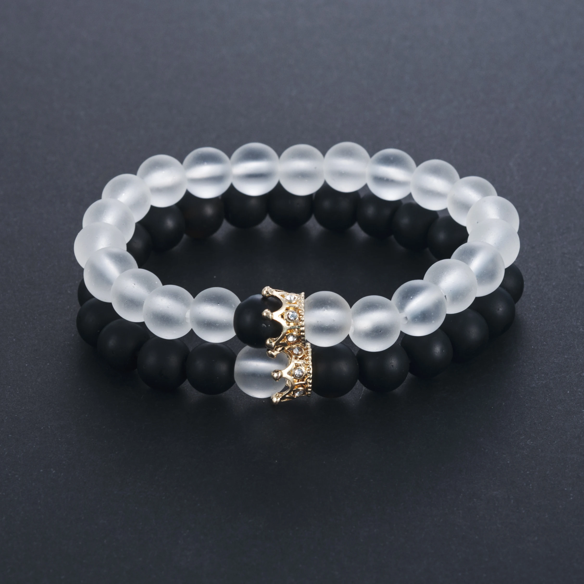 Женские и мужские браслеты с короной королевской королевы 8 мм бусинами новинка