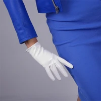 21cm patent leather gloves short section emulation leather grinding suede silver gray matte white women gloves wpu112