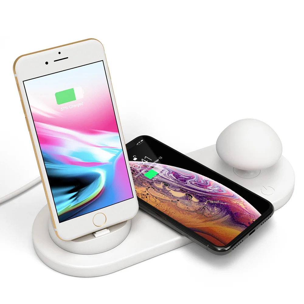 Ahowie 3в1 Qi Беспроводное зарядное устройство для IPhone/Micro/type-C гриб светодиодный свет