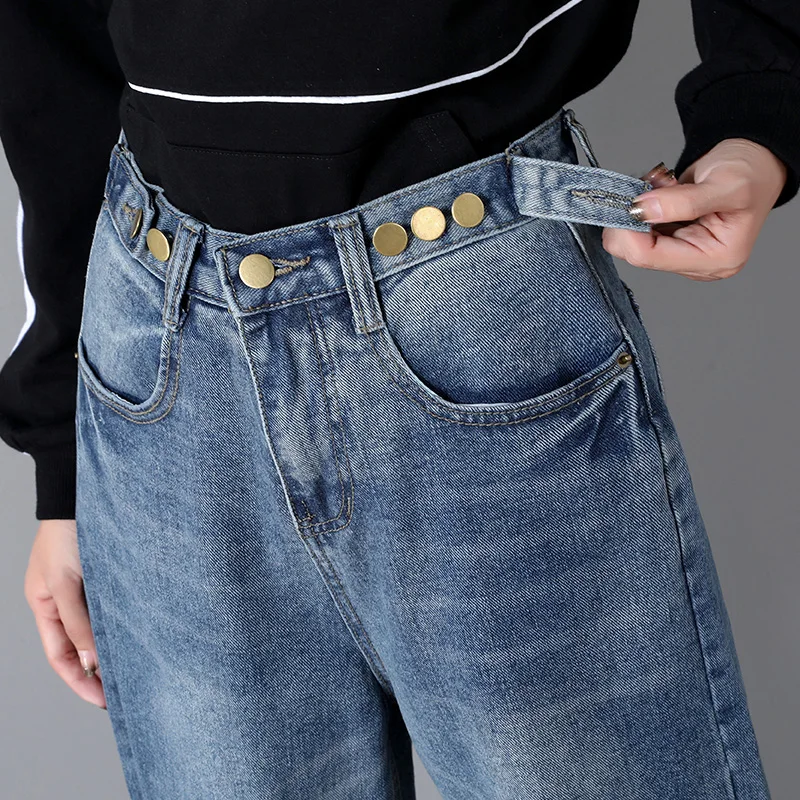 Джинсы-бойфренды женские с завышенной талией винтажные брюки-султанки из денима