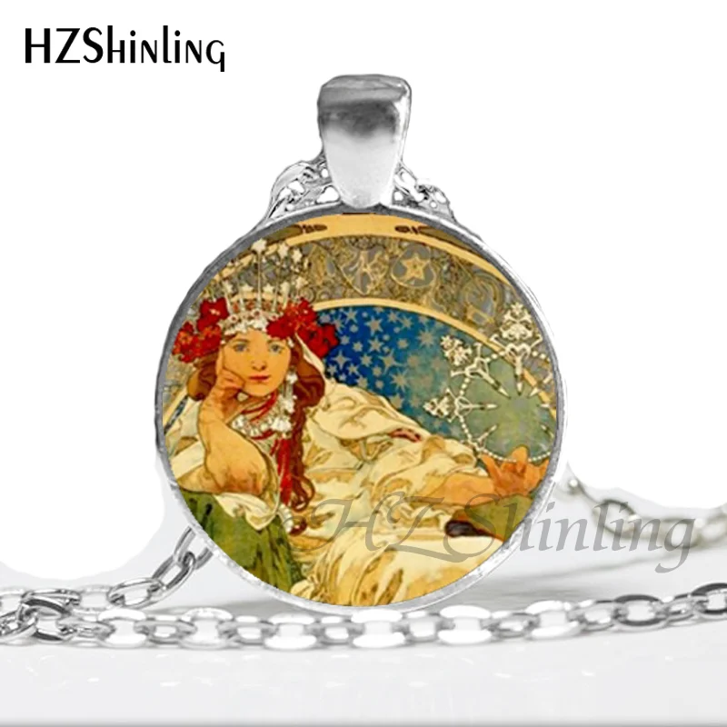 7 NS-00573 Новая мода Alfons ожерелье Mucha Альфонса Мухи ювелирные изделия Стекло купол кулон Цепочки и ожерелья HZ1 - Окраска металла: 7