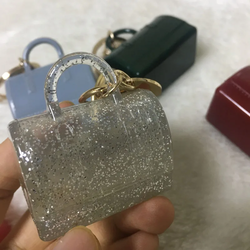 Маленькие Брелоки для ключей, подвески на сумку для ПВХ желе мешок 6 цветов