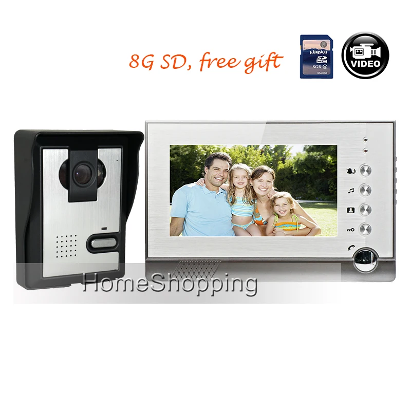 Бесплатная доставка 7 &quotЖК-цветной видеодомофон + ИК-камера ночного видения 1