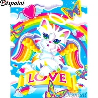 dispaint full squareround drill 5d diy diamond painting color cat rainbow 3d embroidery cross stitch home decor gift a12463