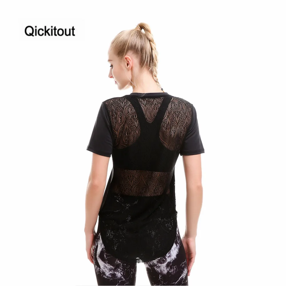 Женская футболка Qickitout хлопковая Кружевная высокого качества на лето S XL|lace