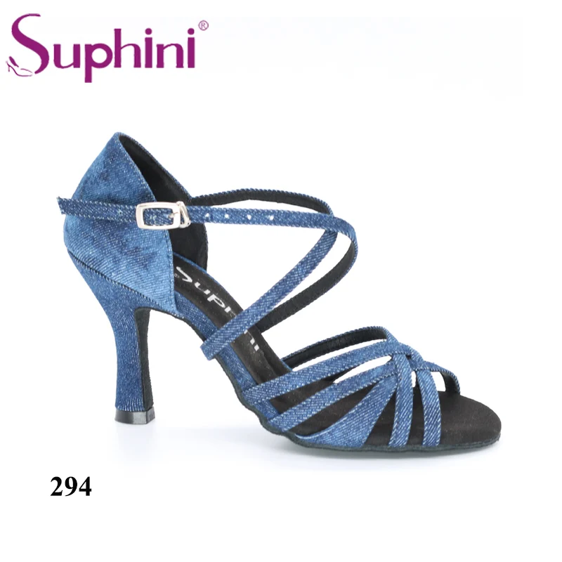 Blue Denim 8.5cm ; Новинка; джинсовая обувь для латинских танцев - Цвет: Blue Denim 8.5cm