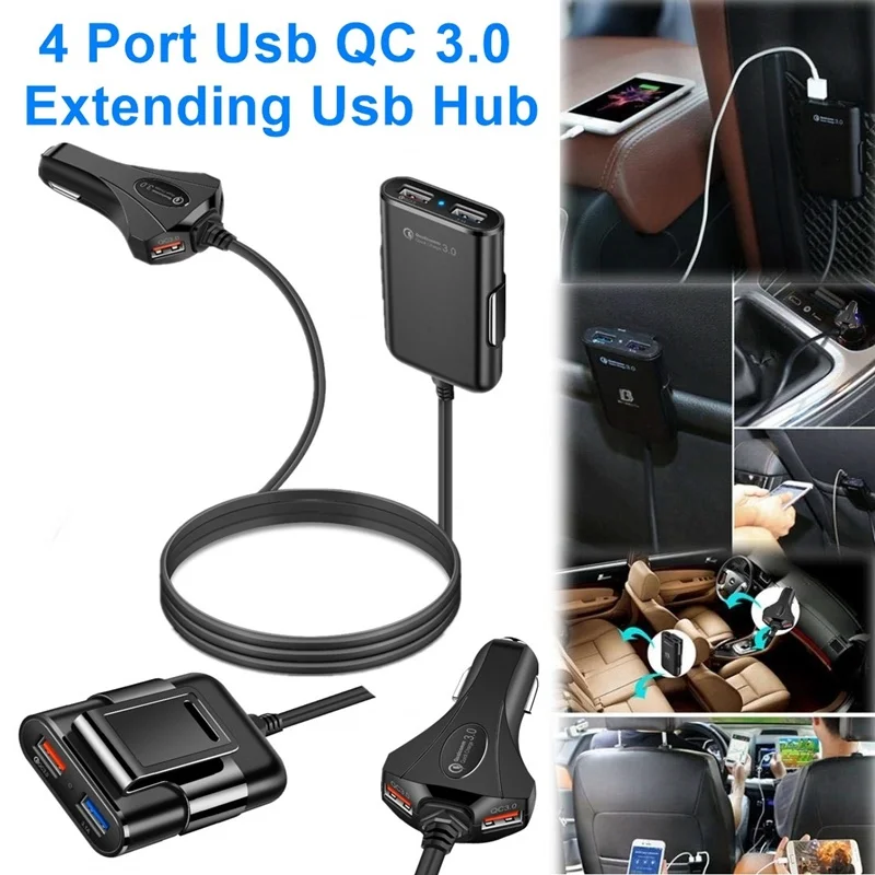 Tongdaytech автомобильное зарядное устройство Быстрая зарядка QC 3,0 мульти 4 порта Usb 3.1A быстрое зарядное устройство для смартфонов Xiaomi samsung Carregador