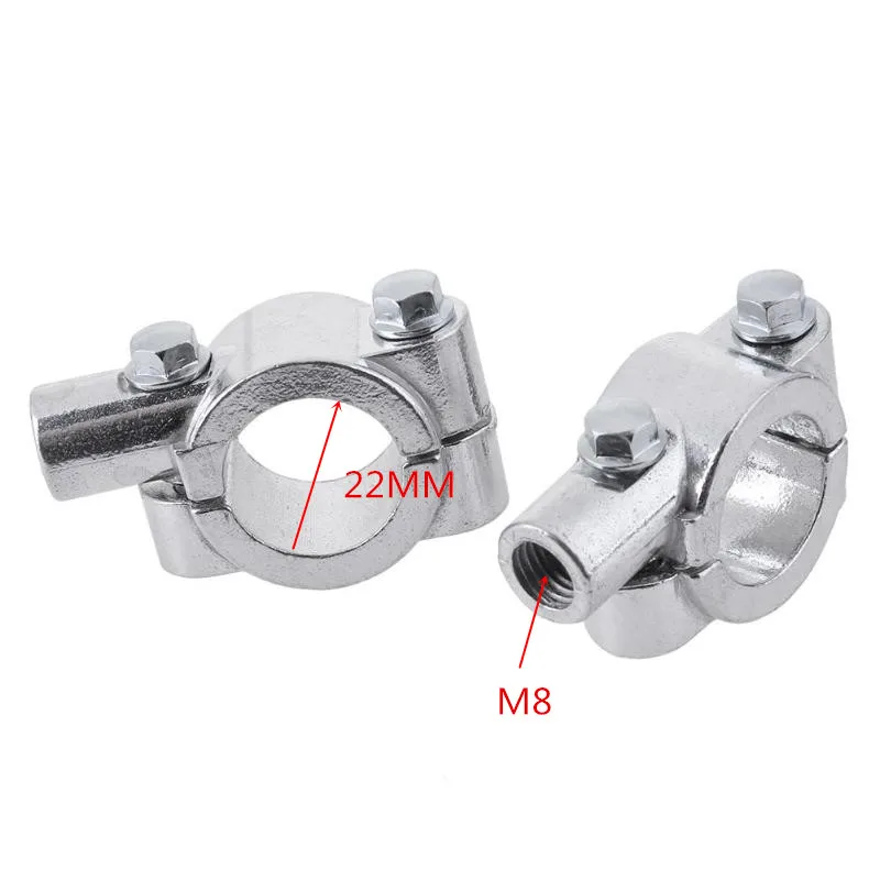 Silver-22MM M8 Универсальный 22 мм 25 мм алюминиевый руль мотоцикла зеркало заднего вида крепление Ручка Бар Кронштейн держатель аксессуары - Цвет: Silver-22MM M8