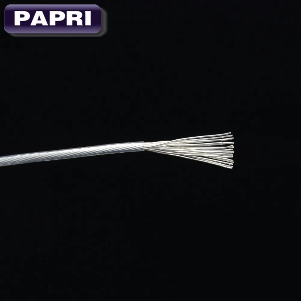 

PAPRI Audio Cable DIY 2.0mm2 1 PTFE High Purity OCC Copper Silver Wire For Amplifier 9strands*0.37mm