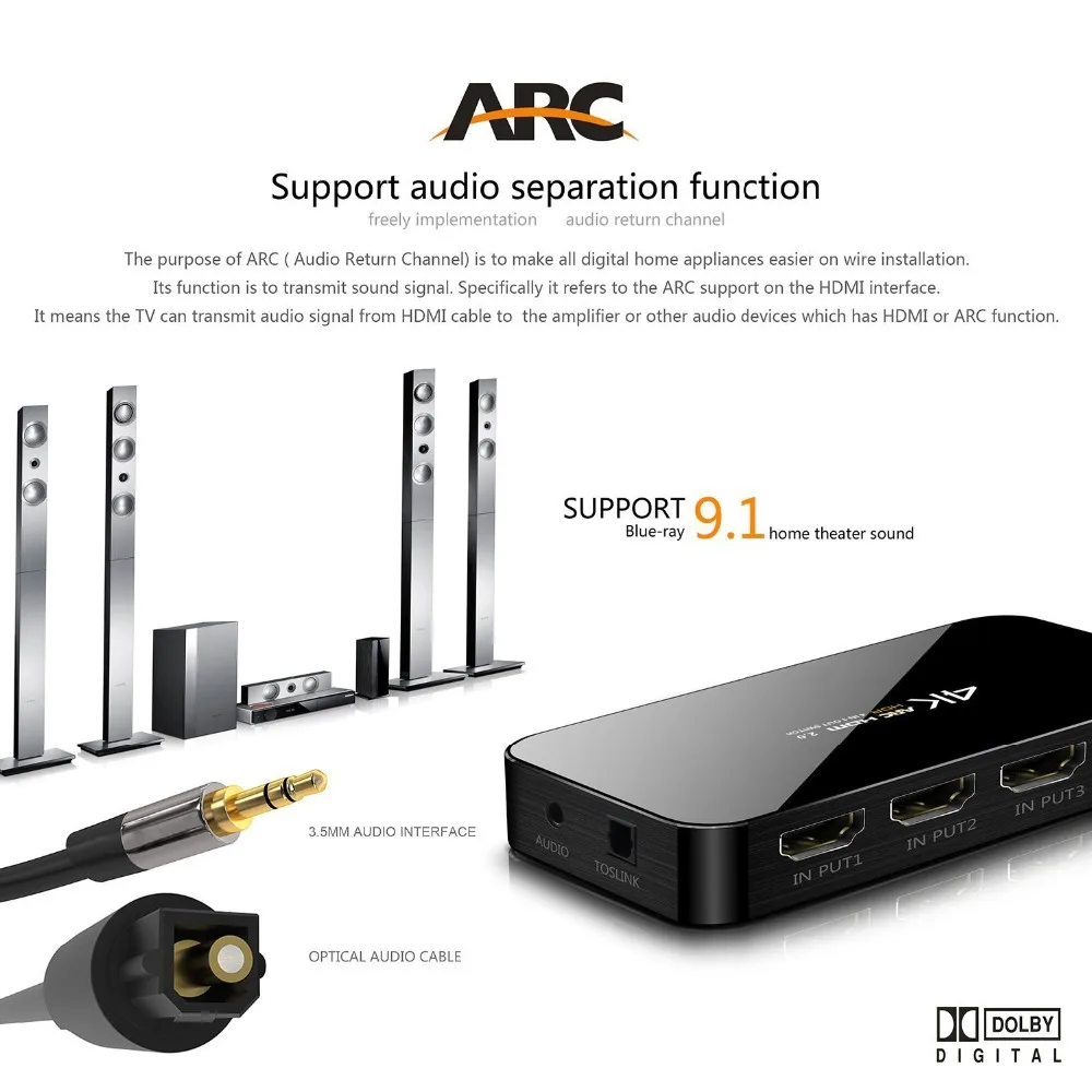 PUZHIJIE HDMI 2 0 переключатель 4K x 2K 4 в 1 дуги с ИК беспроводным пультом дистанционного