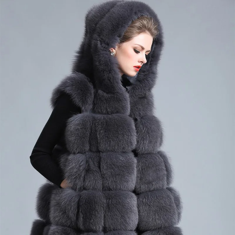 Зимняя женская куртка ftaylor теплая тонкая жилетка из искусственного лисьего меха