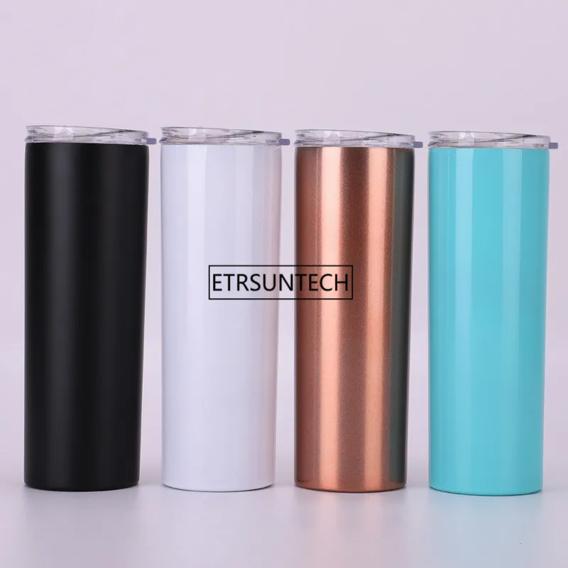 

30pcs 20oz Vacuum Tumbler Stainless Steel Skinny Tumbler Vacuum Insulated Straight Cup Beer Coffee mugs with straws & lids