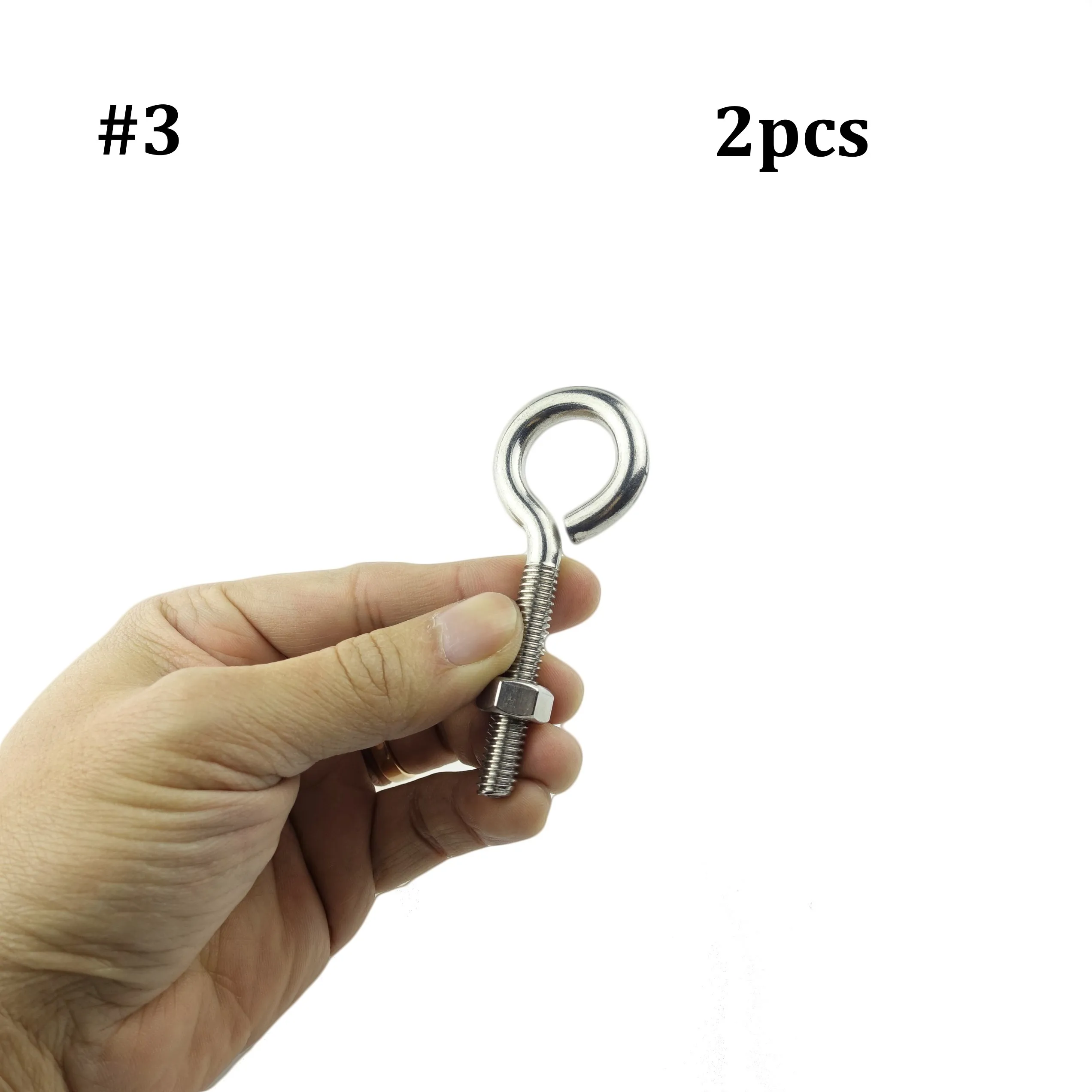 No.3 2pcs 5 шт./2 шт./1 шт. большой 304 болт из нержавеющей стали с гайкой в сборе для веревки и крепления кабеля - Цвет: No.3 2pcs