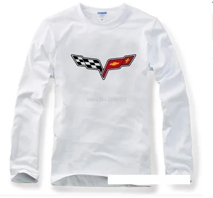 Белый Осенне-весенняя футболка с длинными рукавами supercar speed Chevrolet Corvette хлопковая футболка с длинными рукавами - Цвет: Белый