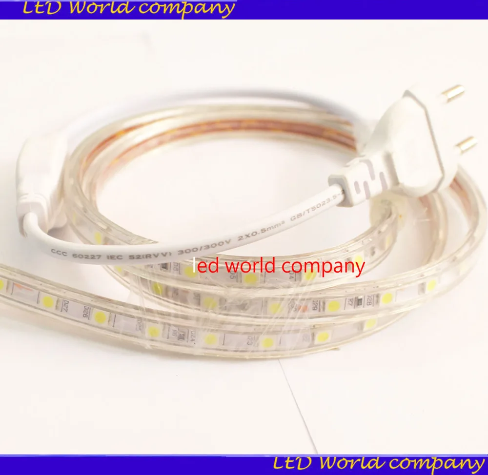 Водонепроницаемая светодиодная лента AC220V 240 В 5050 SMD 60 светодиодов/м декор для