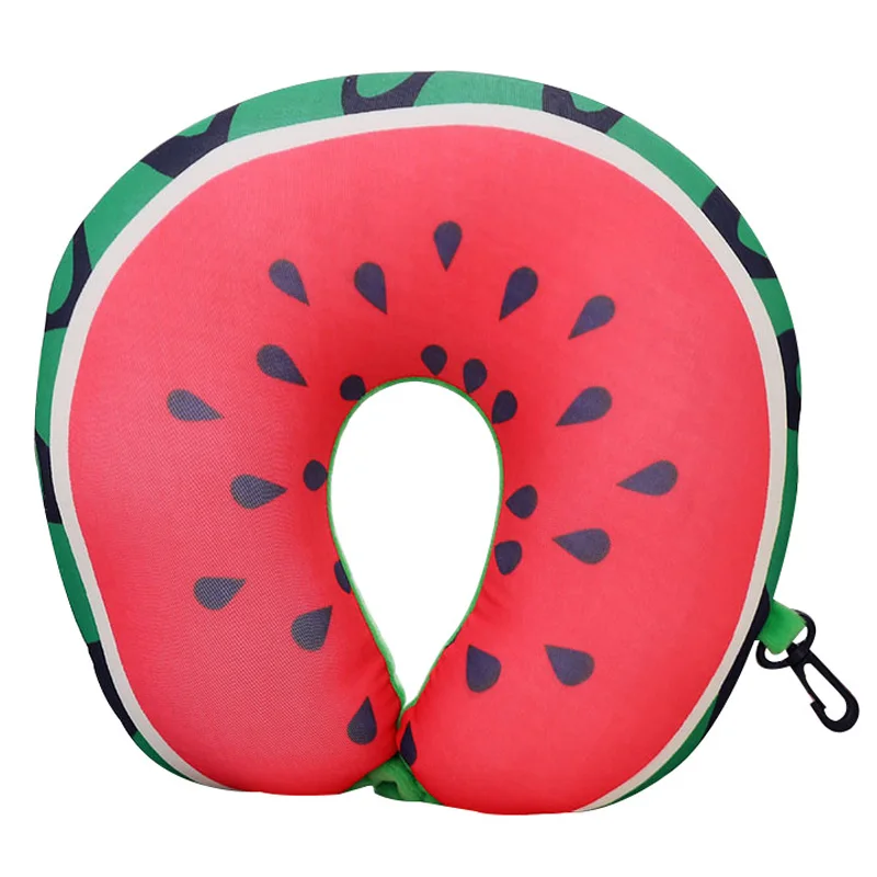 watermelon Мультфильм фрукты U образный офис полета шеи Путешествия Подушка Автоматическая поддержка шеи подголовник подушка - Цвет: watermelon