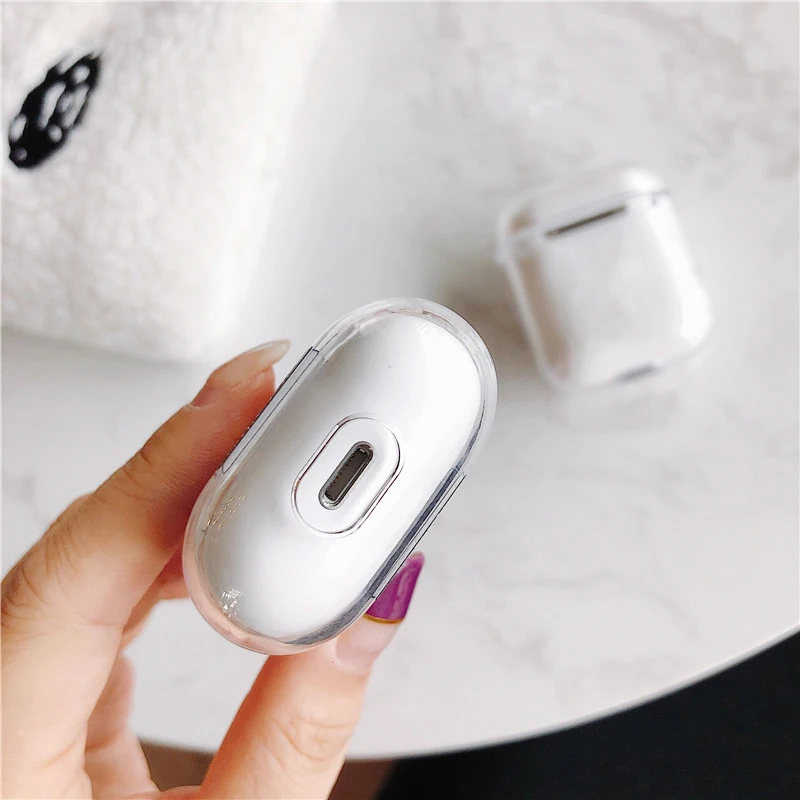 Прозрачный чехол для Apple AirPods 2 прозрачный наушников Air Pods 1 футляр зарядки жесткий