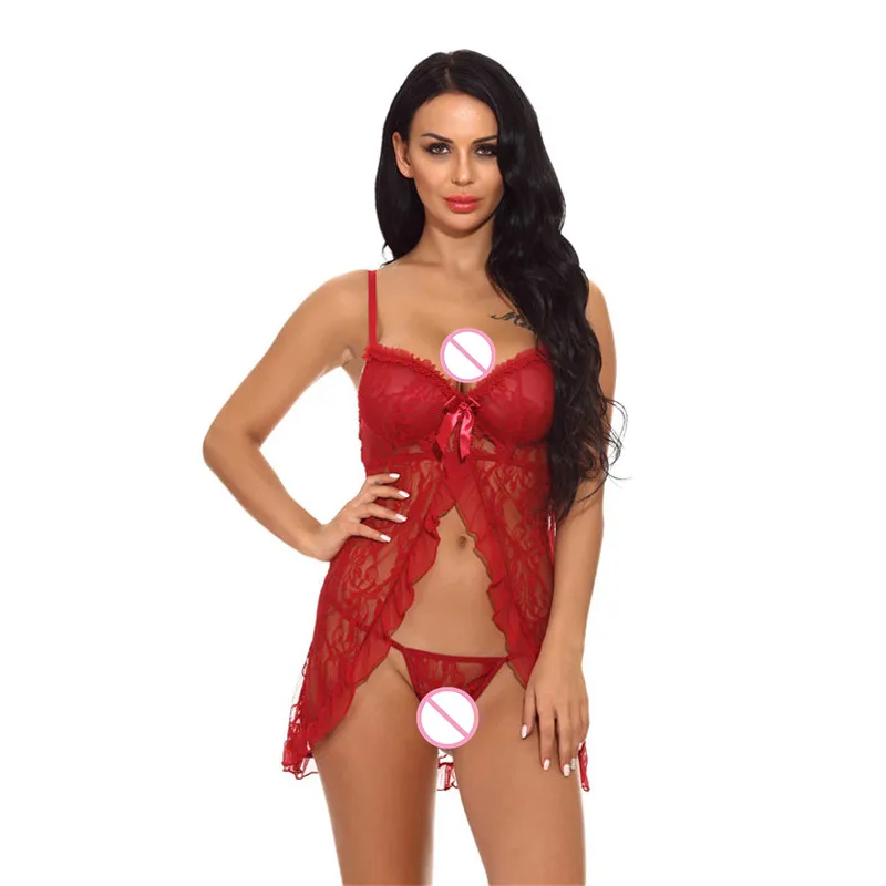 Кружева пижамы Для женщин сексуальное женское белье Babydoll платье See Through