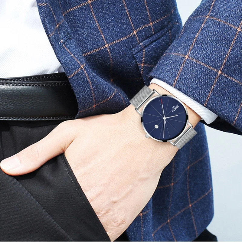 

NIBOSI Fashion Luxury Brand Watches Men Stainless Steel Mesh Quartz Sport Watch Chronograph Men Wrist Watches Relogio Masculino