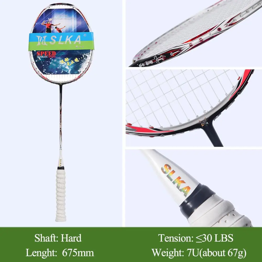 

High Quality N90 III Professional Carbon Badminton Racket 7U 67g 30 LBS Strung Badminton Racquet Sports Equipment with Grips Bag