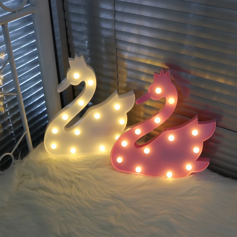 Luminaria Unicornion оригинальная Ночная подсветка 3D лампа Лебедь вечерние лампы шатер письмо знак Рождество светящиеся огни подарок для маленьких детей Декор
