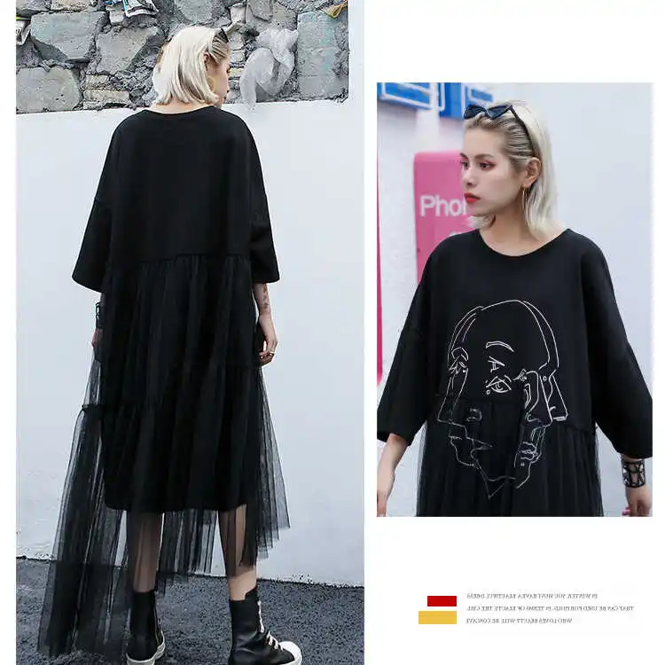Вышивка Тюль пряный платье лицо Oversize лето девушка сетки платья Для женщин Элегантный Костюмы корейский LT453S50