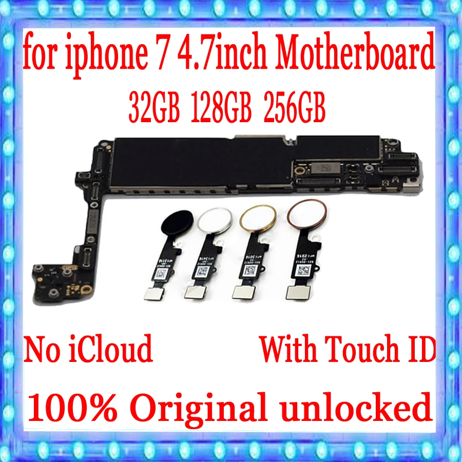 Оригинальный разблокированный для iPhone 7 4 дюймов материнская плата 32 Гб 128 256G с